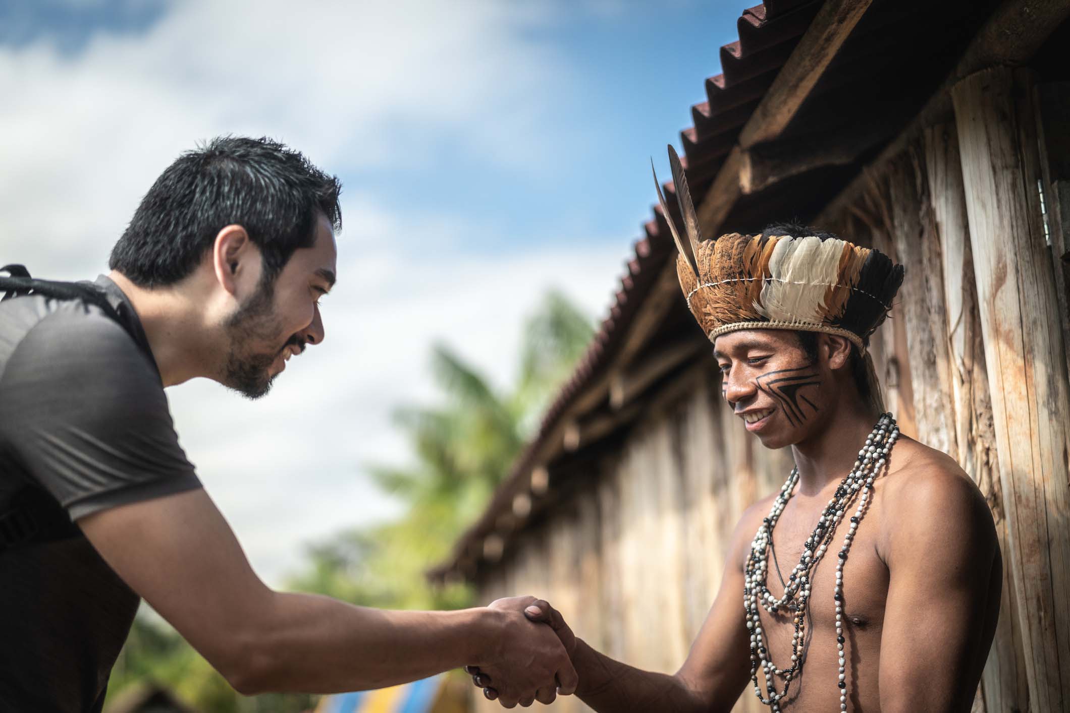 Native Brazil Indian greeting a visitor.