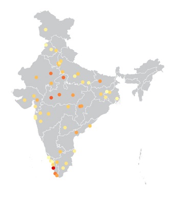 Map of India showing crime statistics.